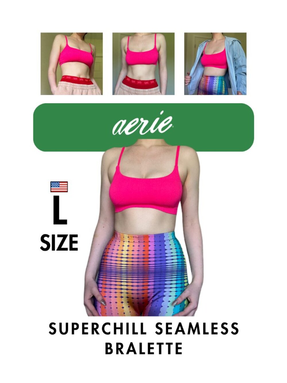 Aerie Superchill Seamless Padded Scoop Bralette - L